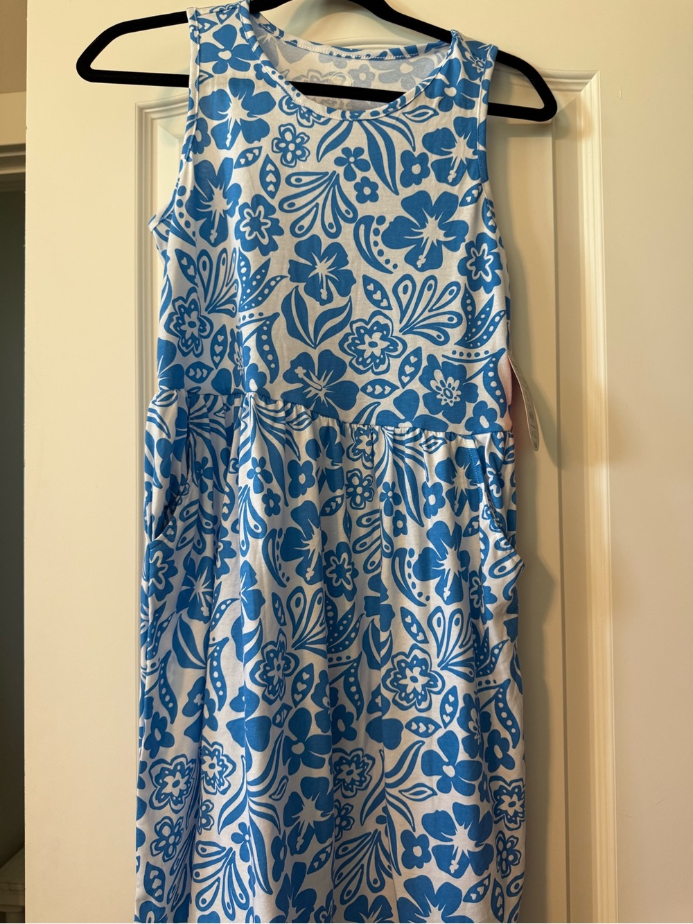 Blue Floral Sleeveless juniors dress